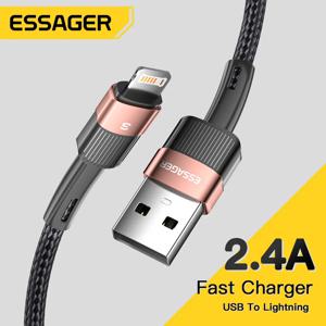 Essager 아이폰용 고속 충전 USB 케이블, 11 12 13 프로 맥스 미니 Xs Xr X SE 8 7 6 플러스 6s 5 5s 2.4A 와이어, 충전기 코드