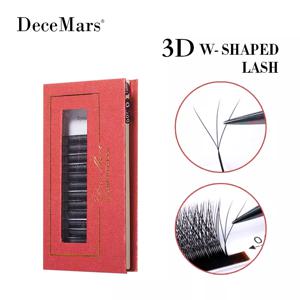 DeceMars-3D W 자형 속눈썹 익스텐션, 3 팁 C/D 컬 고품질 Idividual 속눈썹