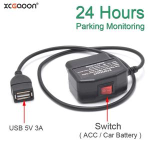 XCGaoon 24 시간 5V 3A USB 자동차 충전 케이블 OBD 하드 와이어 키트 스위치 0.5 미터 와이어 대시 캠 캠코더 차량 DVR