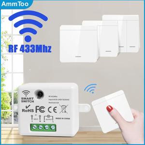 무선 스마트 스위치 빛 433Mhz RF 86 벽 패널 스위치 와 리모컨 미니 릴레이 리시버 220V 홈 Led 빛 램프 선풍기