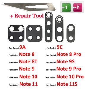접착식 후면 카메라 유리 렌즈, 샤오미 레드미 노트 8 프로 7 9 9S 10 11 11s 프로 10s 8T 9A 9C Mi 노트 10 10T 프로용, 2 개