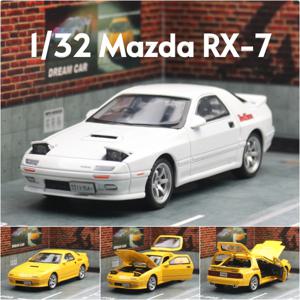 1/32 마쓰다 RX7 이니셜 D 미니어처 다이캐스트 RX-7 장난감 자동차 모델, 사운드 및 라이트 도어, 어린이 남아용 오픈 컬렉션 선물