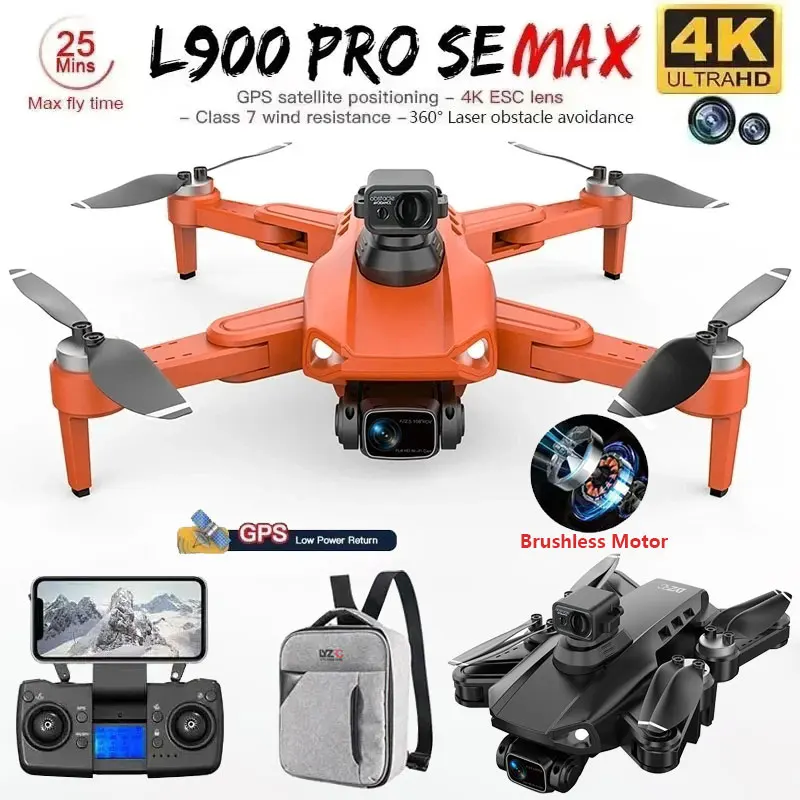 L900 Pro SE MAX GPS 드론, 4K 전문 듀얼 HD 카메라, 5G 와이파이, 360 ° 장애물 회피 브러시리스 모터, RC FPV 쿼드콥터 드론