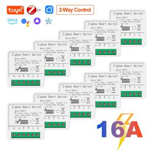 Tuya ZigBee3.0 스마트 조명 스위치 모듈, 16A 미니 DIY 차단기, 양방향 제어 앱 리모컨 지원, 알렉사 구글 홈