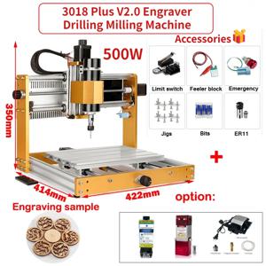 LY CNC 라우터 3018 플러스 V2.0 조각기 드릴링 머신, DIY 목재 조각용, 펌프와 40mm 레이저 5.5W 10W