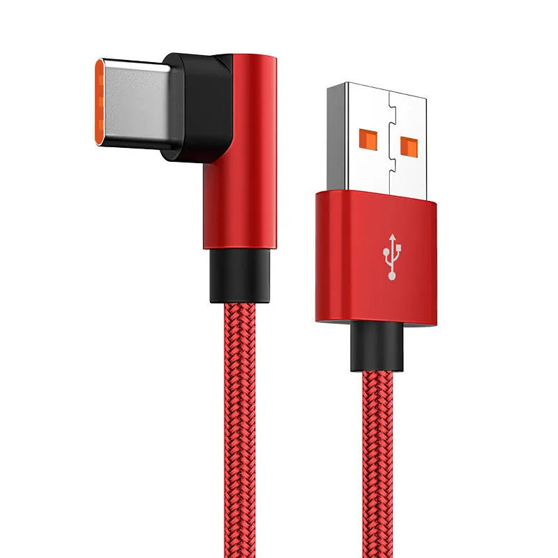 USB C타입 데이터 동기화 고속 충전 엘보 케이블, 샤오미 13, 12, 11, 10, 8, Oneplus5, ZUK Z3, 화웨이 아너 USB-C 라인, 0.25m, 1m, 2m, 3m, 66W