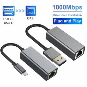 알루미늄 기가비트 C타입 어댑터, USB 3.0-이더넷 네트워크 카드, 노트북 맥북 프로용, 1000, 100Mbps, USB C 랜, RJ45 어댑터