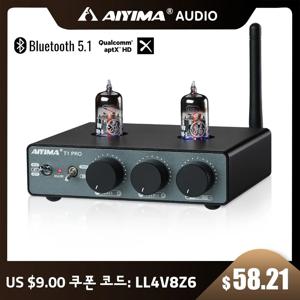 AIYIMA T1 PRO 진공관 프리앰프 앰프, 홈 오디오, RCA, 블루투스 입력, 베이스 트레블 컨트롤, HiFi 스테레오, AUX 12V 트리거