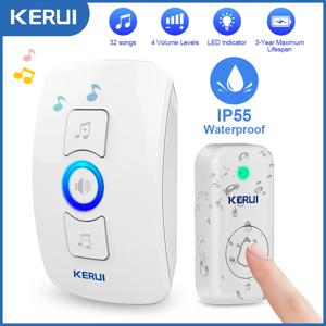 KERUI M525 문짝 벨 차임 키트, 멜로디 무선 초인종, 방수 스마트 홈 LED 플래시 보안 경보 웰컴 하우스