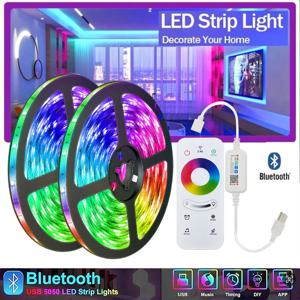 LED 스트립 조명 RGB 5050 블루투스 앱 제어, 터치 원격 유연한 리본 색상 변경 LED 테이프, 게임방 장식