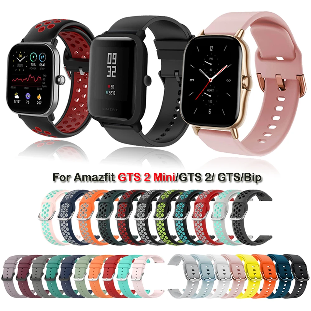 20mm 실리콘 시계 스트랩 Amazfit GTS 4/2 미니 스트랩 교체 스트랩 Amazfit GTS/GTS 2/4 스트랩 Amazfit Bip/U/U Pro용