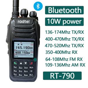 Radtel RT-790 블루투스 워키토키, 아마추어 햄 라디오, 에어 밴드 패러글라이딩 에어소프트 LCD 핑거 PTT 오토바이 헬멧 포함, 10W