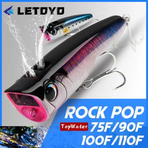 LETOYO 탑워터 포퍼, 플로팅 록 팝 인공 하드 미끼, 배스 퍼치 파이크 낚시 루어, 8.5-30g