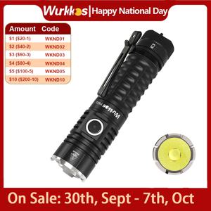 Wurkkos 고출력 LED 손전등, EDC 충전식 램프 21700, XHP70, IP68 캠핑 랜턴 보조배터리, 자석 테일 포함, TS22, 4500LM