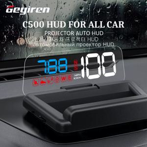 GEYIREN C500 자동차 OBD2 GPS HUD 헤드업 디스플레이, EOBD 자동차 앞 유리 속도계 프로젝터, 모든 차량용 디지털 액세서리