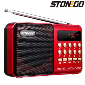 STONEGO 소형 휴대용 라디오, 충전식 디지털 FM USB TF MP3 플레이어, 스톤고 스피커 장치 용품, 2 사이즈