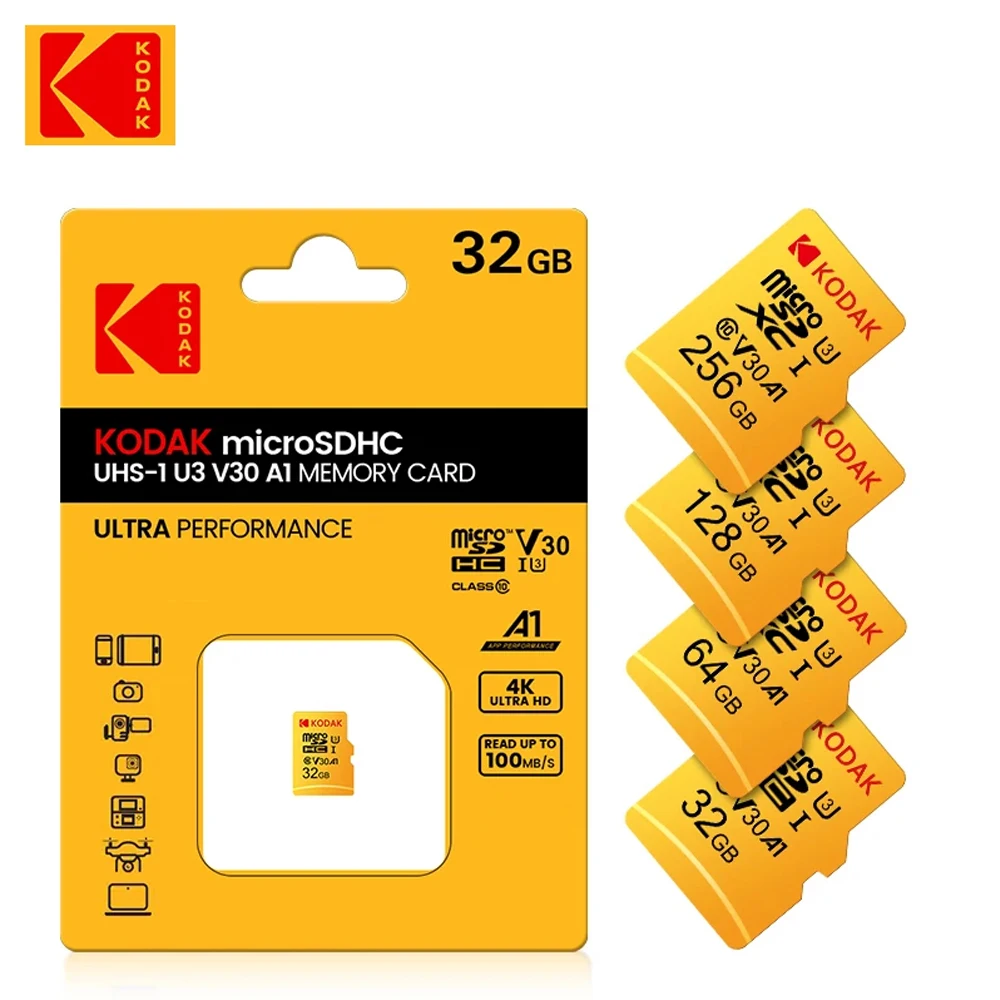 KODAK 마이크로 SD 카드 구동 녹음기 메모리 카드, 휴대폰 PC 이어폰 스피커 HD 카메라용, 64GB