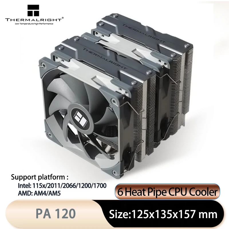 Thermalright PA120 AGHP 3.0 히트 파이프, 공랭식 라디에이터, 6 히트 파이프, 이중 타워, 이중 팬, 상단 커버 지지대, LGA1700