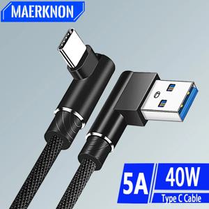 아이폰용 USB C 케이블, 90 도 팔꿈치 고속 충전, 휴대폰 충전기, C타입 데이터 코드, 삼성, 샤오미, 화웨이, 40W, 빠른 USB PD 와이어, 5A