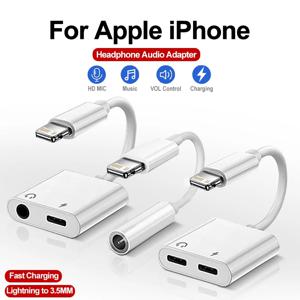 2 In 1 Lightning 3.5mm 헤드폰 잭 오디오 어댑터 For iPhone 14 13 12 11 Pro Max X XS XR SE 8 Plus 고속 충전 변환기