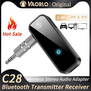 VAORLO C28 블루투스 리시버 송신기, 2 in 1 3.5mm AUX 스테레오 무선 오디오 어댑터, 자동차 TV PC 스피커 헤드폰용 미니