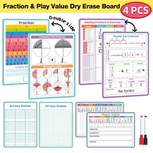 분수 계산 퍼센트 장소 값 양면 건식 지우기 연습 보드, 초등학생용 교사 교육 보조