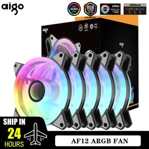 Aigo RGB 선풍기 PC 컴퓨터 케이스 선풍기 PWM 12cm 화이트 CPU 워터 에어 쿨러 무소음 제어 ARGB 선풍기 냉각 환풍기, AF12, 120mm