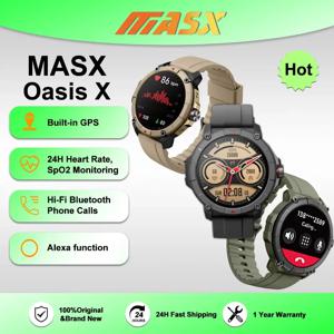 MASX Oasis X 프리미엄 GPS 스마트 워치, 알렉사 내장 GPS, 하이파이, 블루투스 전화 통화, 밀리터리 등급 스포츠 워치, 월드 프리미어