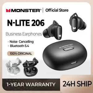 몬스터 이어버드 N-LITE 206 블루투스 5.4 이어폰, 스포츠 무선 헤드폰, 마이크 터치 컨트롤, 노이즈 캔슬링 방수