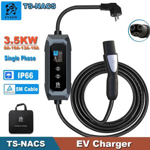 Evsow TS-NACS EV 충전기, NACS 휴대용 EV 충전기, NACS 소켓, 전기 자동차 충전 케이블, 5m, 16A