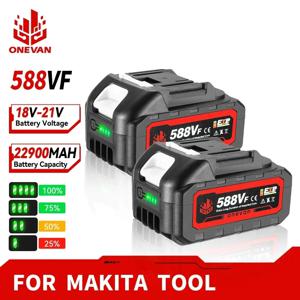 ONEVAN 충전식 리튬 배터리, 용량 표시기 전동 공구, Makita 18V 전기 렌치용, 588VF, 22900mAh, 928VF, 29900mAh