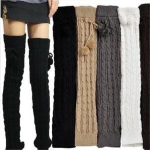 가을 겨울 따뜻한 솔리드 레그 워머 양말 부츠 무릎 길이 여자 뜨개질 Kneepad bottoming Boot Topper high knee socks