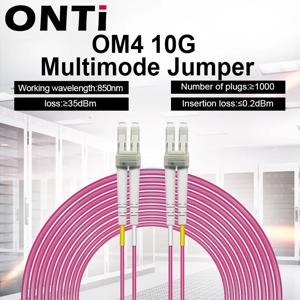 ONTi OM4 10 기가비트 멀티 모드 광섬유 패치 코드 1-100m 50/125 2.00mm 10/40/100Gbps 2 코어 듀플렉스 파이버 점퍼 피그 테일