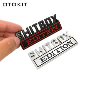 OTOKIT 3D 크롬 블랙 레드 메탈 엠블럼, SHITBOX 에디션 배지, 자동차 테일 사이드 스티커, 지프 닷지 크라이슬러 액세서리, 1 개