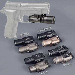 전술 SureFire 로고 X300 울트라 XH35 X300UH-B 무기 총 라이트 랜턴 토치, 에어소프트 권총 글록 17 18 19 22 20mm 레일용