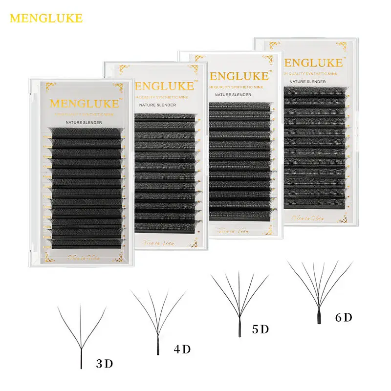 MENGLUKE W 모양 블룸, 자동 꽃, 프리메이드 팬 속눈썹 연장, 자연스러운 YY 개별 속눈썹, 2D, 3D, 4D, 5D, 6D, 7D, 8D