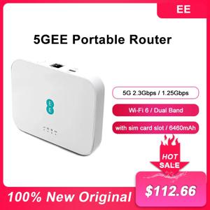 SIM 카드 슬롯이 있는 5GEE 포켓 와이파이 라우터, 2.33Gbps 듀얼 밴드 2.4/5GHz 모바일 광대역 와이파이 6 4G LTE 1.6Gbps MiFi 리피터