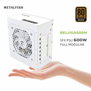 METALFISH SFX 80 플러스 브론즈 600W PSU 화이트 전원 공급 장치, 미니 ITX 섀시용 풀 모듈러 소형 컴퓨터 케이스, 100 V, 220V 입력