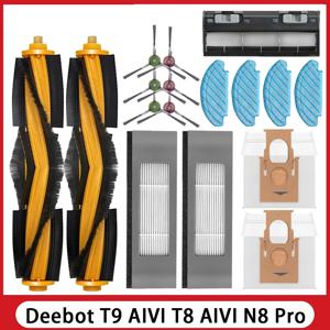 ECOVACS Deebot 메인 브러시, 사이드 브러시, 필터, 더스트 백, 메인 브러시 커버, T8 AIVI T9 AIVI N8 Pro AIVI N9 N10 액세서리