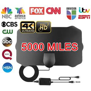 실내 디지털 TV 안테나, 5000 마일 HD 8K 4K 1080P, 25DB HDTV 안테나, DVB-T DVB-T2 케이블 TV 안테나, UHF VHF DTV TV 안테나, 공중 안테나