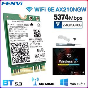 FENVI 블루투스 5.3 무선 네트워크 카드, 노트북 PC Win 10/11, 와이파이 6E 카드, AX210NGW, 5374Mbps, 2.4G, 5G, 6GHz, M.2 802.11AX