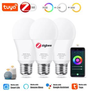 투야 지그비 E27 LED 전구, 알렉사 스마트 LED 램프, RGB CW WW LED 전구, 스마트 라이프 앱, 구글 어시스턴트, 지그비 3.0 허브와 함께 작동