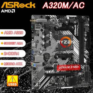 ASRock A320M 마더보드, AC 소켓, AM4 지지대 Ryzen 5 5600 5700 PRO 1200 4300G Athlon 220GE CPU M.2 DDR4 32GB 마이크로 ATX