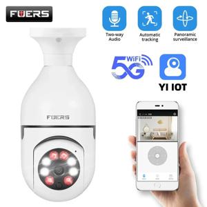 Fuers 5G 와이파이 IP E27 전구 감시 카메라, 야간 투시경 무선 홈 카메라, 2MP CCTV 비디오 보안 보호 아기 미니 캠