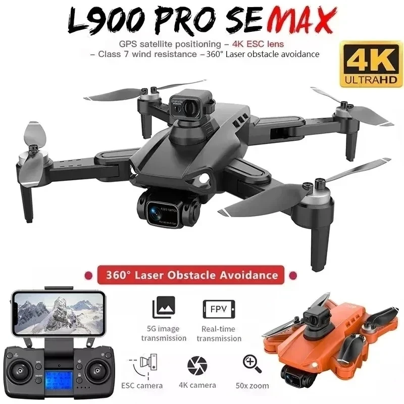 L900 Pro SE MAX GPS 드론, 4K 전문 듀얼 HD 카메라, 5G 와이파이 FPV, 360 ° 장애물 회피, 브러시리스 모터 RC 쿼드콥터 드론