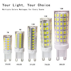 가정용 유용한 할로겐 램프 교체 조명, SMD 2835, G9 LED 전구, 7W, 9W, 12W, 15W, 18W, AC110V, 220V, 30 W, 40W, 10 개