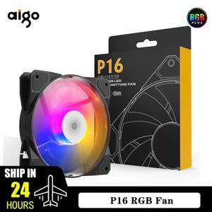 Aigo P16 RGB 선풍기 Ventoinha PC 컴퓨터 케이스 선풍기 레인보우 방열판, 화이트 CPU 쿨러, 무소음 선풍기 냉각 환풍기, 120mm, 4 핀, 12cm