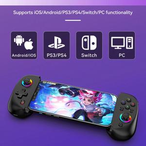 AIBOWEY RGB 라이트 휴대폰 게임 패드, 안드로이드 iOS PS3 PS4 스위치 PC용, 터보, 6 축 자이로, 진동 포함, D8 게임 컨트롤러