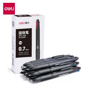 DELI 4 in 1 볼펜, 0.7mm 컬러 볼펜, 블루 블랙 레드 그린 글쓰기 펜, 학교 사무실 문구