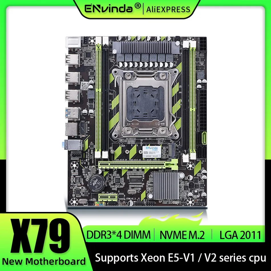 ENVINDA X79 마더보드, LGA 2011 USB2.0 SATA3 지원 REG 메모리 ECC 및 프로세서 Xeon E5 4DDR3 PCI-E NVME M.2